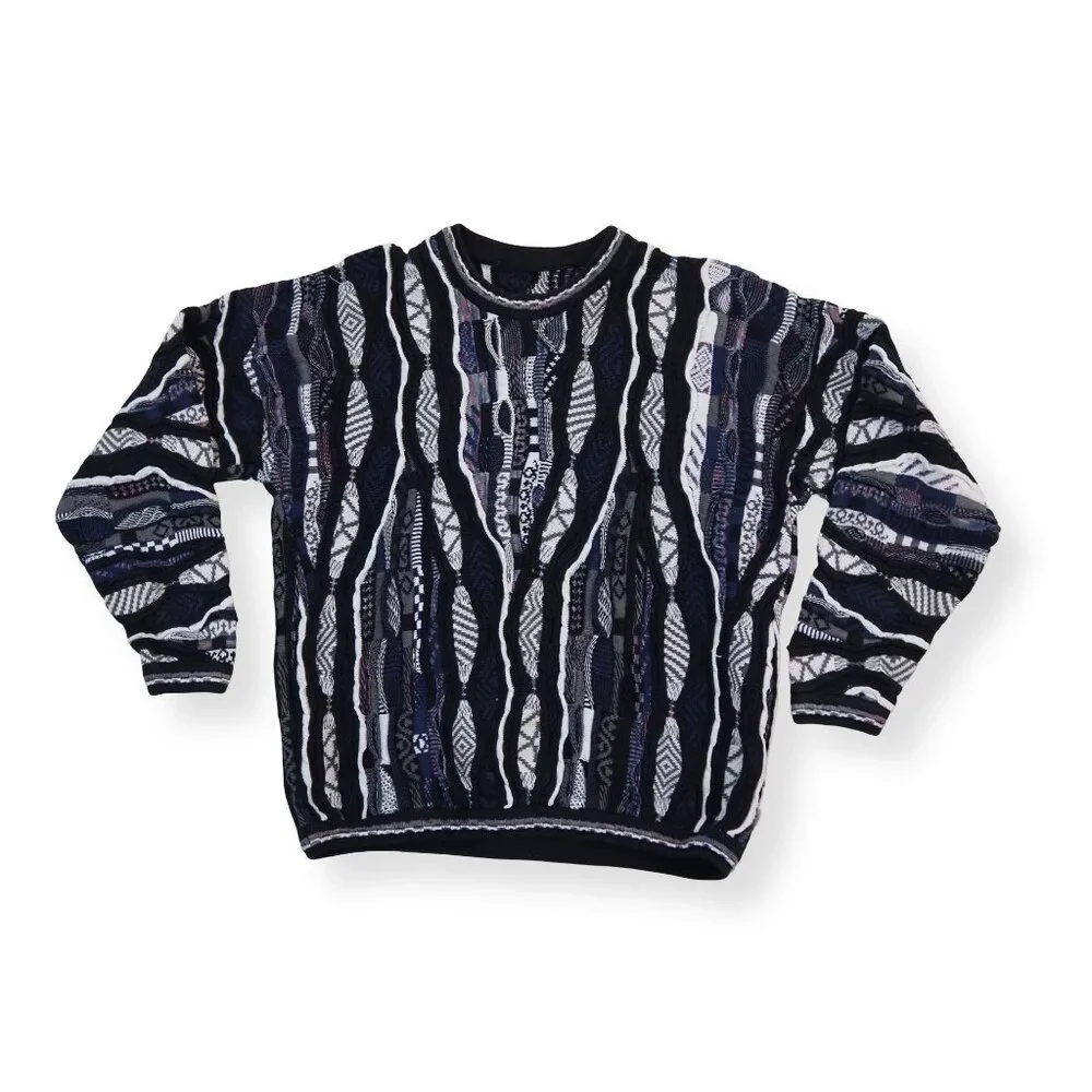 Vintage 3D‎ Textured Coogi Style Cosby Sweater Men's L Multicolor